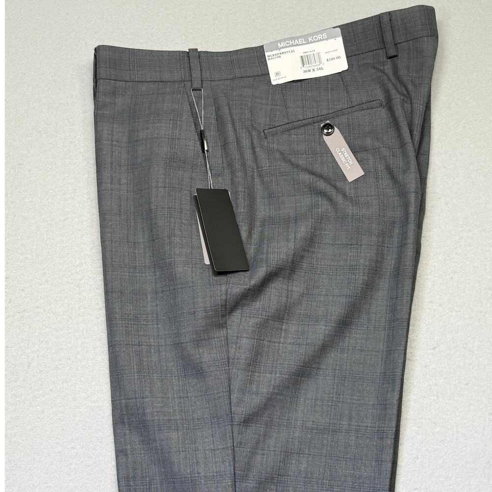 Michael Kors Men's Classic-Fit Wool-Blend Stretch Suit Pants gray 36x34 $190